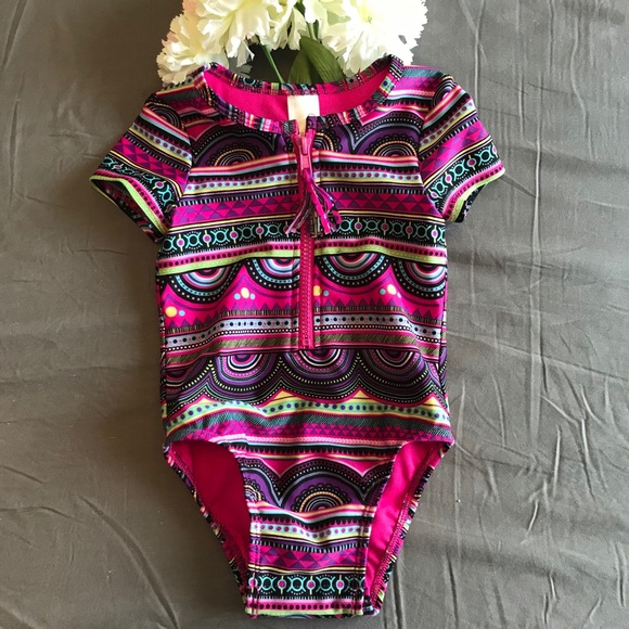 Cat & Jack Other - Vibrant Print Zip Up One Piece Bathing Suit